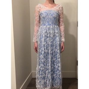 Blue and White Lace Dress